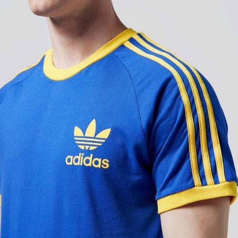 Adidas california t shirt blue hot sale and yellow