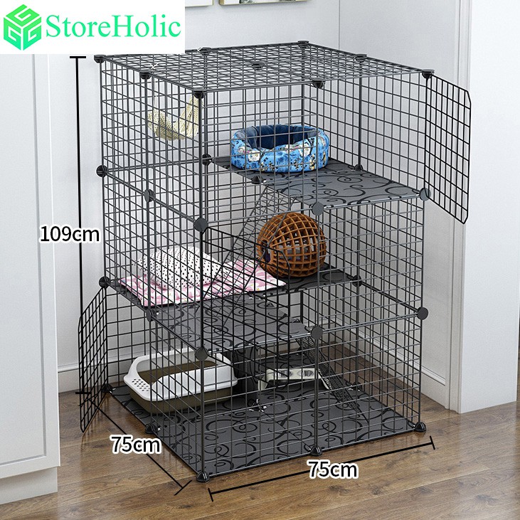 Free Door Clip Extra Large 12 Cubes 3 Floors Steel Wire Cat Cage