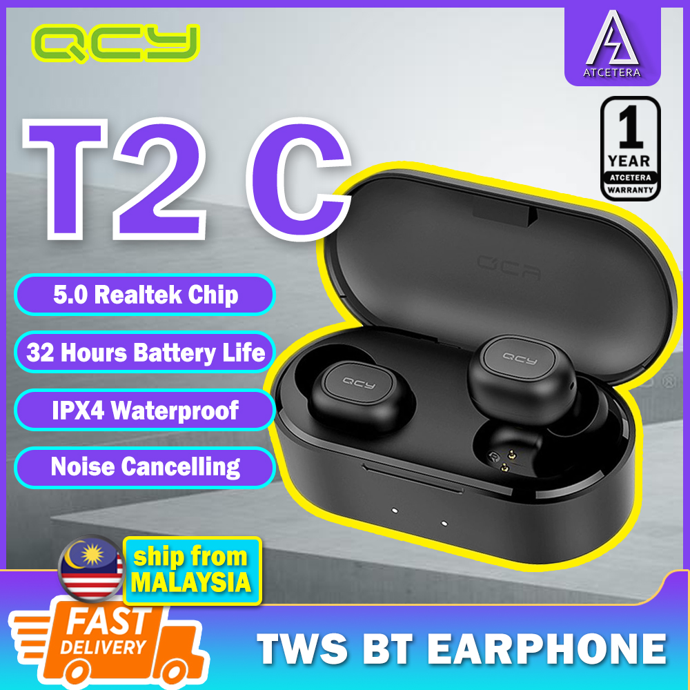 QCY T2C T1S TWS 5.0 Bluetooth Earphones Binaural Wireless Stereo Earbuds with Mic and Charging Dock