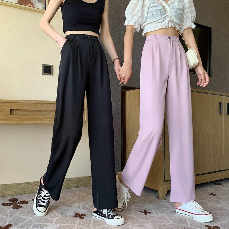 Zuoan Summer Korean Loose Sports Pants Casual Wide Leg Pants High Waist  Women's Straight Pants
