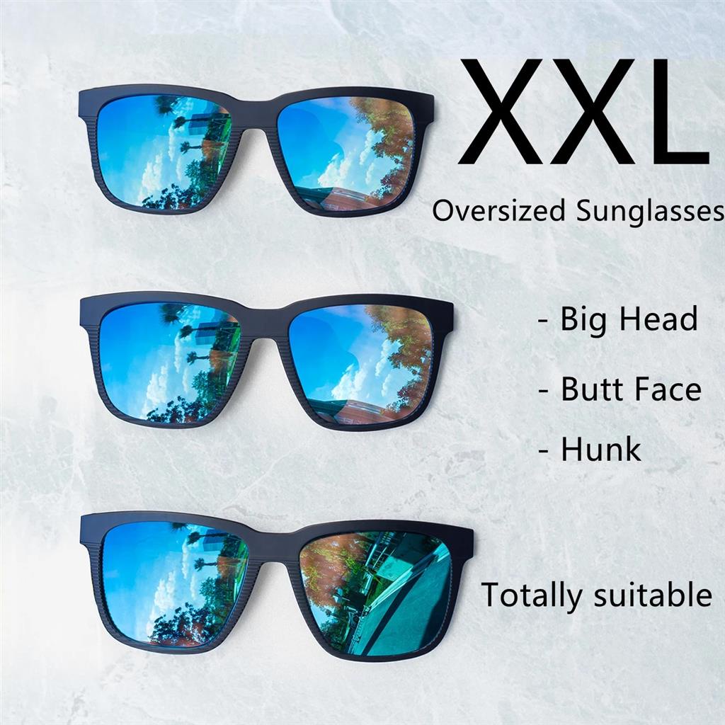 JULI Square Oversized Polarized Sunglasses for Big Heads Men Retro Vintage  XXL Super big SunGlasses UV Protection MJ8023