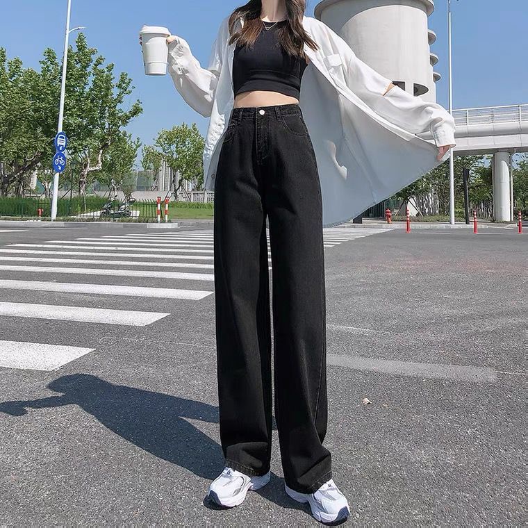 Denim Trousers Korean Fashion High Waist Jeans Loose Straight