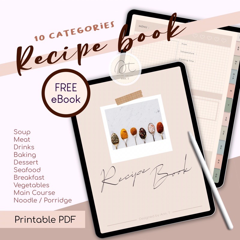 Digital Recipe Book, Goodnotes template, Vertical Planner Digital Planner  for iPad, Notability Planner, Recipe Book Template, Recipe Planner