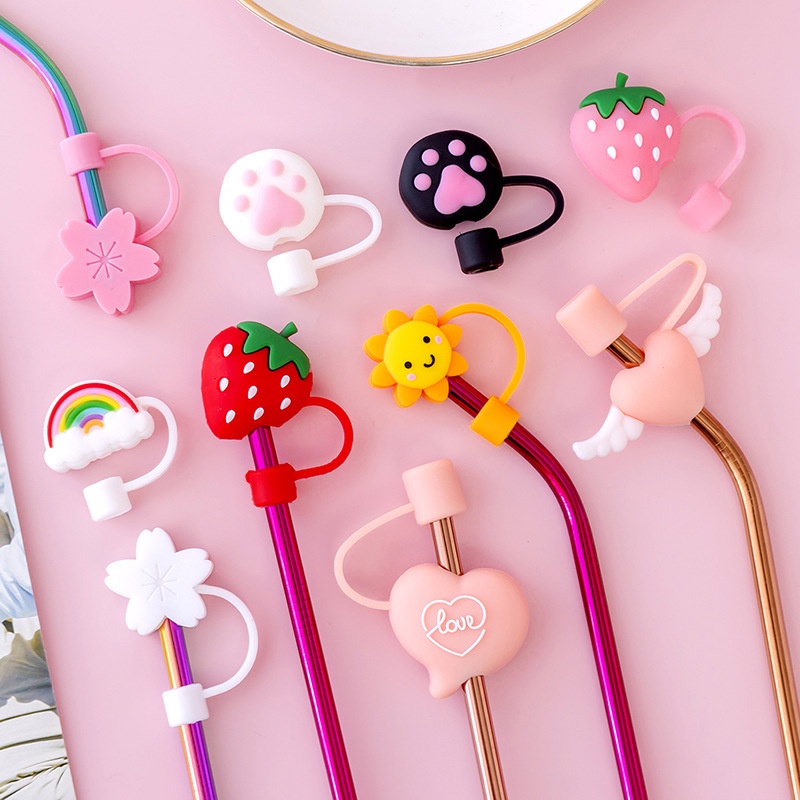 Cute Silicone Straw Plug, Reusable Cartoon Animals Plugs Cover, Drinking Dust Cap, Splash Proof Straw Tips, Cup Straw Accessories (Bear)