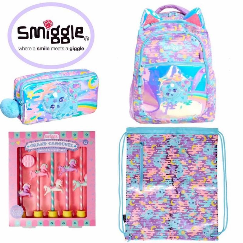 Smiggle drawstring discount bag with pocket