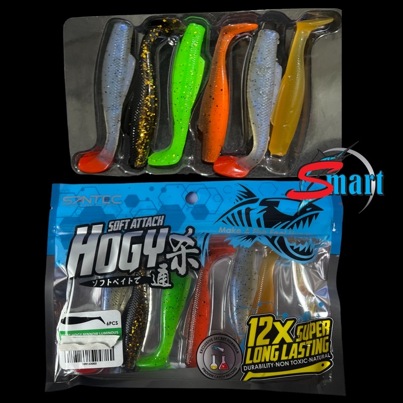 LURE,SANTEC HOGY MINNOW LUMINOUS SOFT BAIT 3″ (MIX COLOR