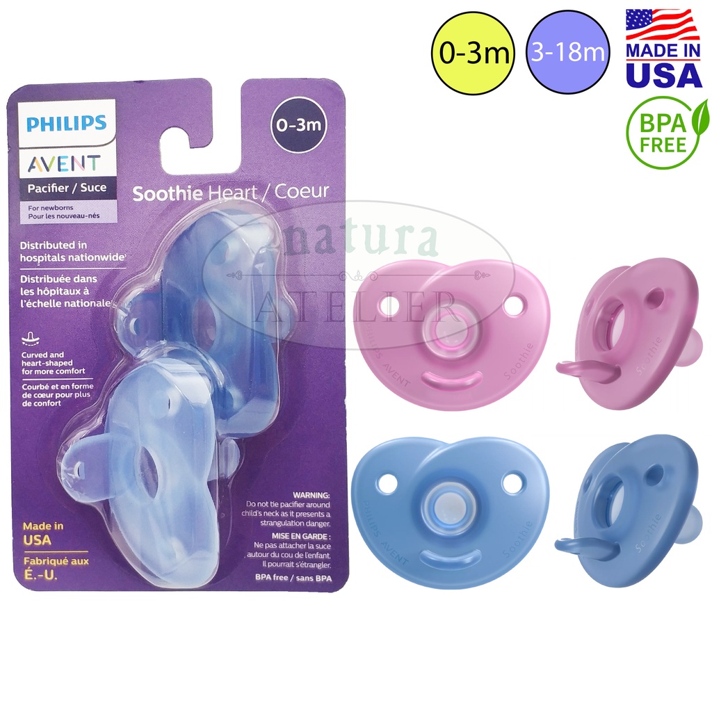 Philips Avent Soothie Heart, diseñado siguiendo los contornos naturales de  la cara del bebé, con silicona de uso médico, 2 unidades, SCF099/22 :  : Bebé