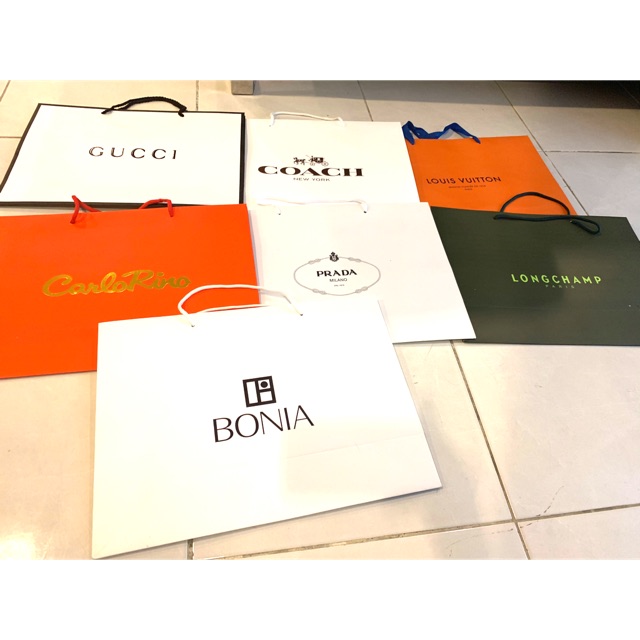 Paper bag branded items - longchamp, LV, chanel