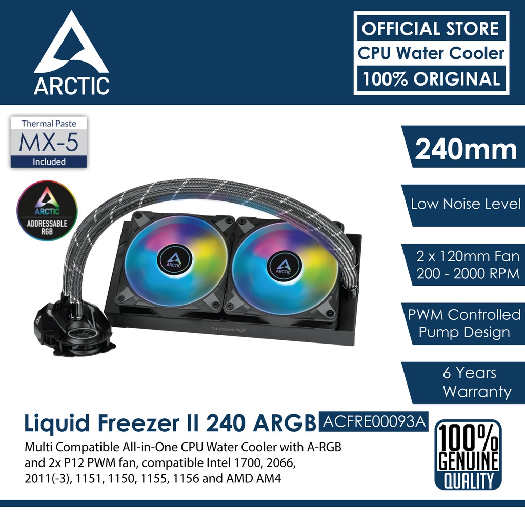 Arctic ACFRE00046B Liquid Freezer II 240 Multi Compatible All-in-One CPU  Water Cooler (with AMD