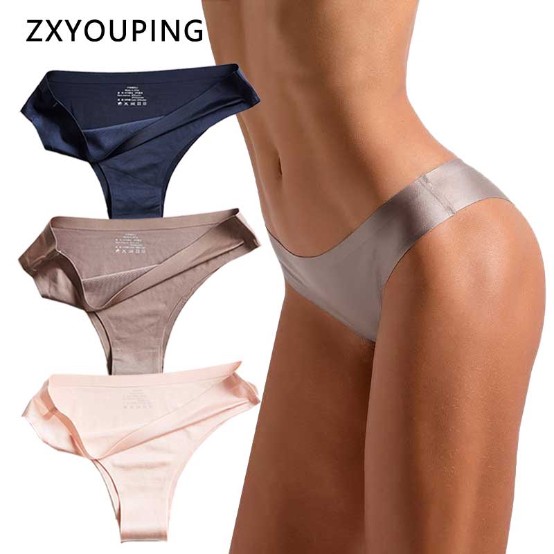 Women Sexy Ice Silk Panties Oil Shiny Thong Traceless Solid Soft G-String  Seamless Summer Knicker Smooth Sports Underwear - AliExpress