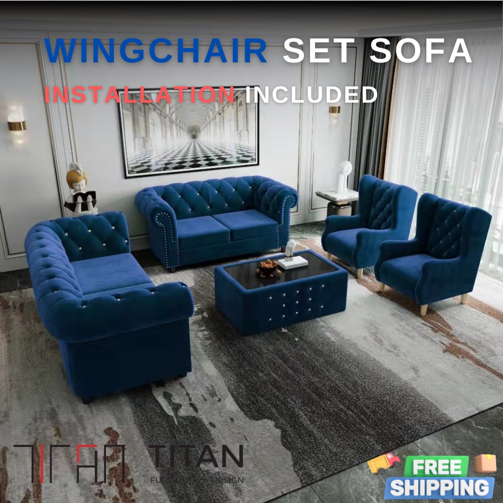 Winged discount chesterfield sofa