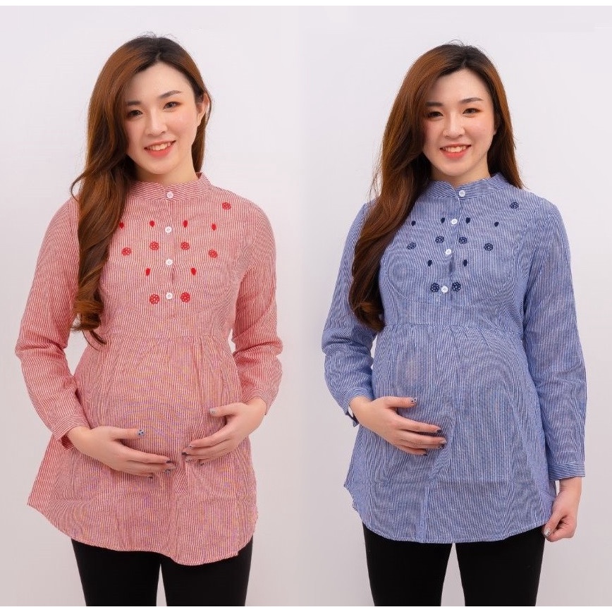 READY STOCK] Long Sleeve Pregnant Woman Loose Maternity Dress