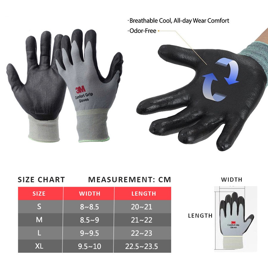 3M Comfort Grip General Use Gloves - 6 pair/bag