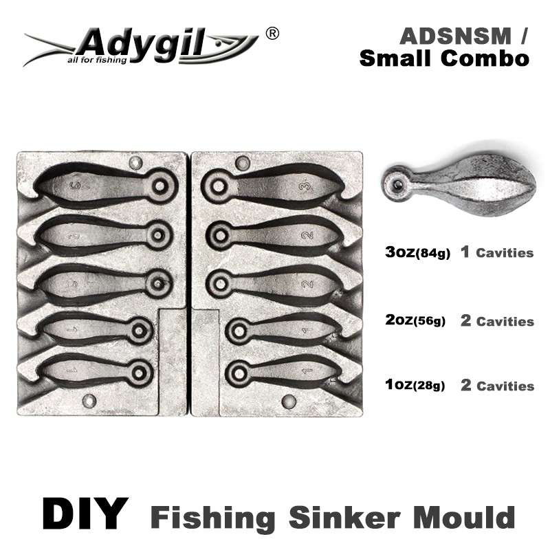 Adygil DIY Fishing Snapper Sinker Mold ADSNSM/Small Combo Snapper Sinker  28g 56g 84g 5 Cavities