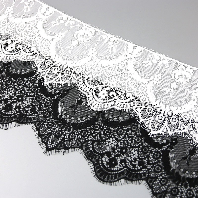3 Meters/lot) Black White Width 160mm Floral Embroidered Eyelash