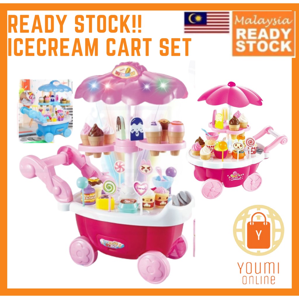 Kids Ice Cream Cart Food Set Kitchen Plays Songs Interactive Toy