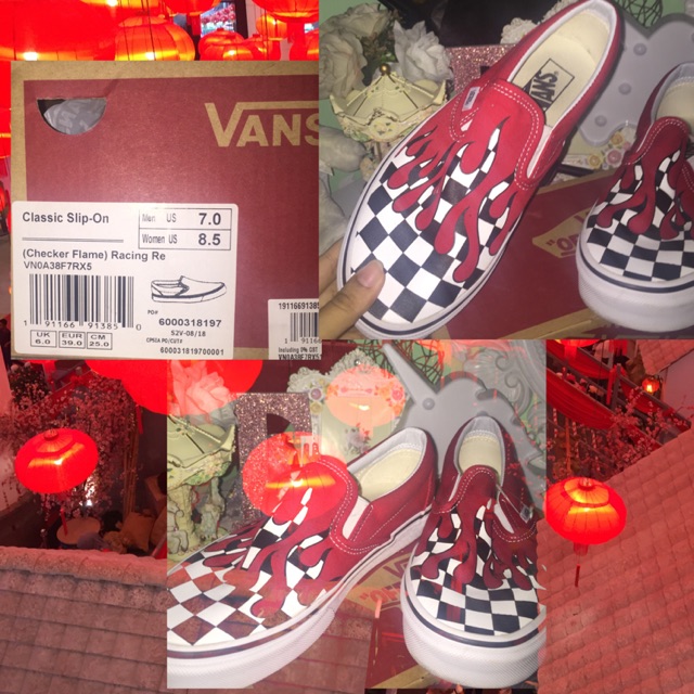 Vans red checkered on sale flame