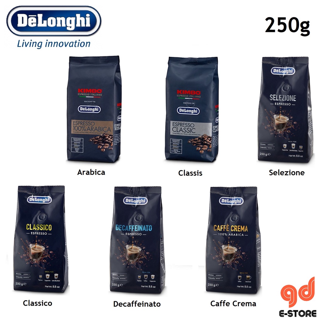 Delonghi Coffee Bean Kimbo Espresso 100% Arabica / Classic / Caffe Crema /  Classico / Decaffeinato / Selezione