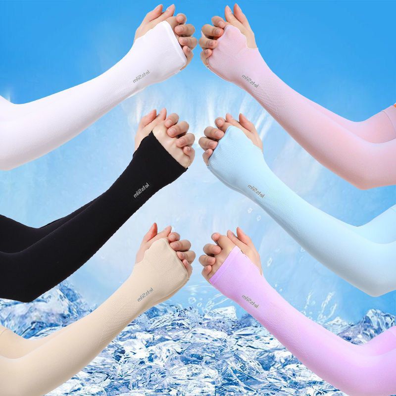 READY STOCK 】( 1 PAIR ) (18g) Handsock Aqua X Let's Slim Cooling Seamless  Hand Sock Ice Silk UV Protec Arm Sleeves