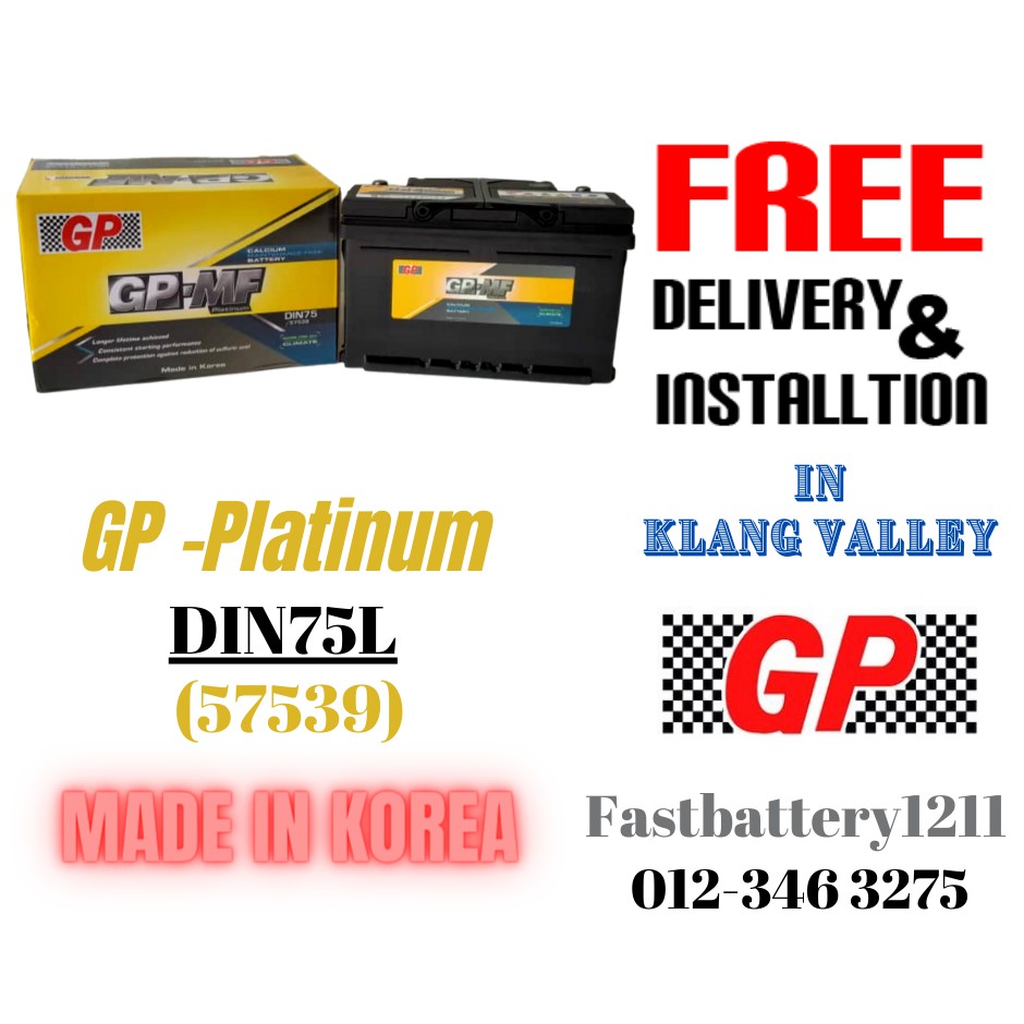 GP PLATINUM -DIN75L *MF Car Battery - Free Delivery + Installation