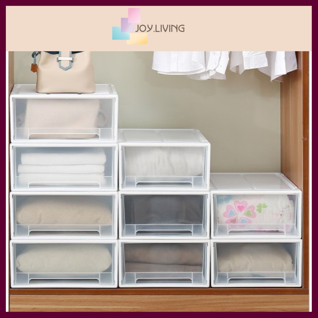 Joy.Living] 5L/14L Multipurpose Stackable Plastic Wardrobe Storage  Organizer Box Transparent Drawer Dust-Proof