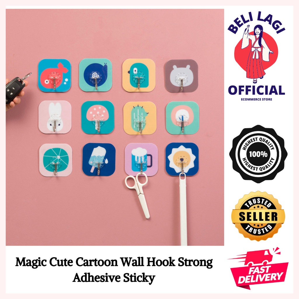 LIMITED OFFER!) Magic Cute Cartoon Wall Hook Strong Adhesive Sticky Heavy  Hanging Multipurpose Kitchen Bathroom Bedroom