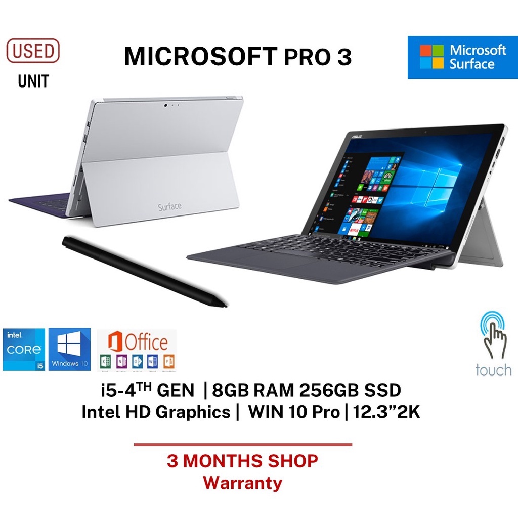 Microsoft Surface Pro 3 Core i7-4650U RAM8GB SSD256GB Win10 Pro 