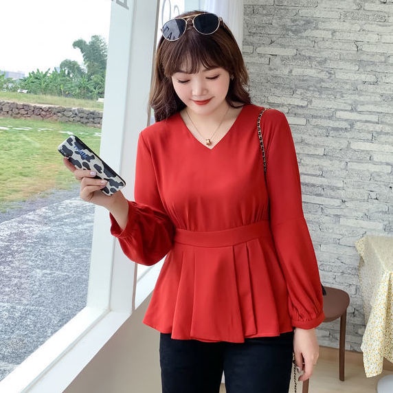 Peplum blouse best sale long sleeve