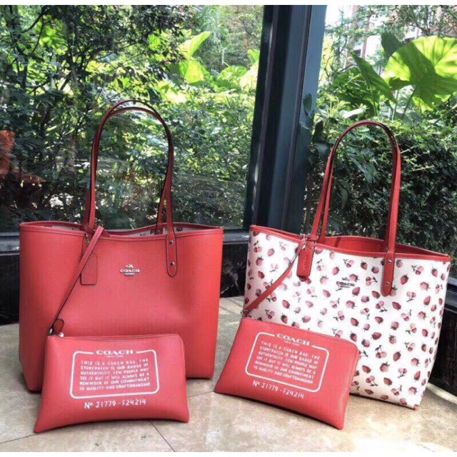 Coach strawberry discount tote