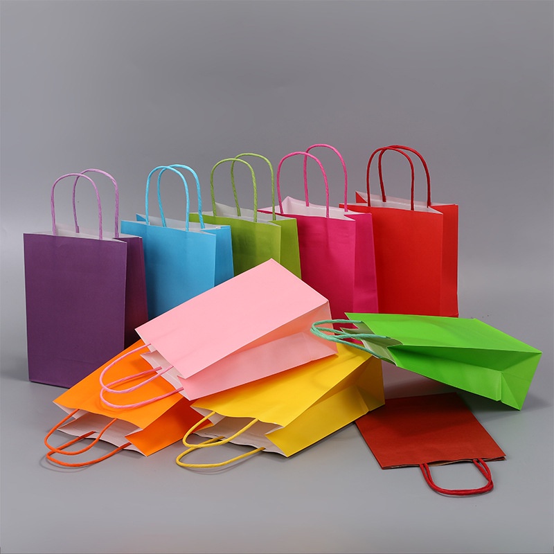 10Pcs/lot Gift Bags With Handles Multi-function White Paper Bags 4 Size  Recyclable Environmental Protection