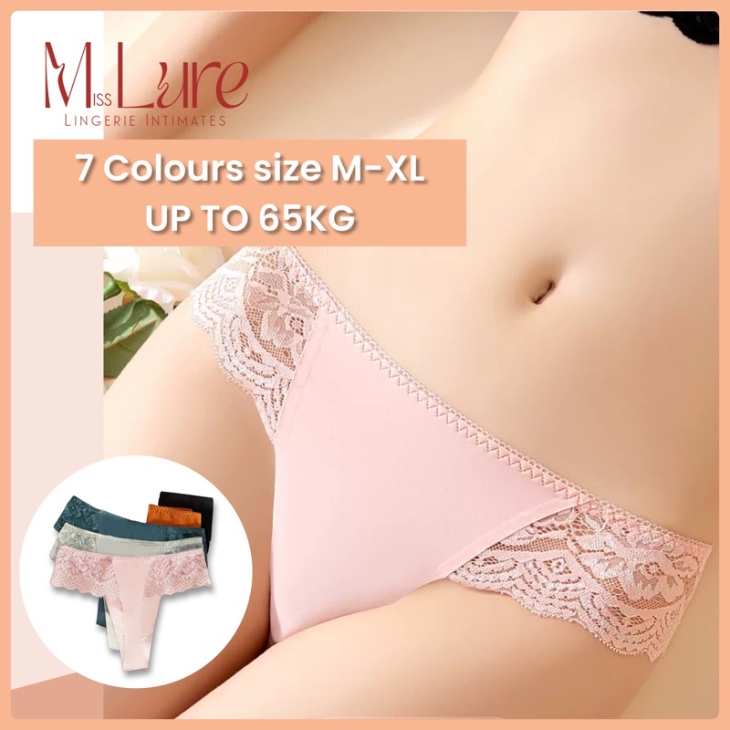 MissLure【MALAYSIA STOCK】Sexy Thong Women Underwear Soft Lace Panties Low  Waist G-String Seluar Dalam Perempuan MSL2128