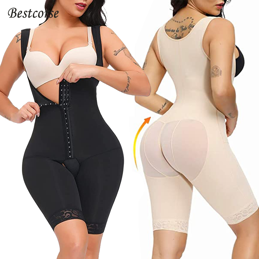 Bestcorse Full Shaper Body Shaper With Zipper Crotch Strong High  Compression Garment Operation Faja Post Surgery Shapewear Bodysuit Women  Postpartum Corset Belly Waist Trimmer Tummy And Butt Lifter Slimming Girdle  Plus Size