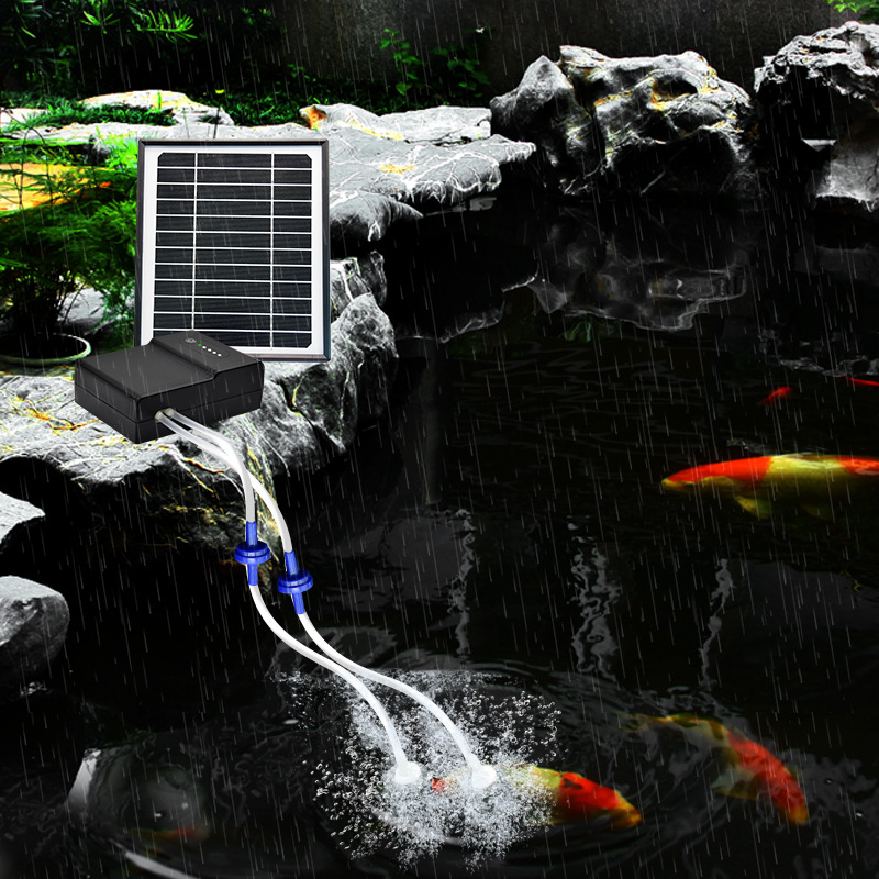 6w 6000mAh Solar Fish Tank Oxygen Pump Fish Aquarium Air
