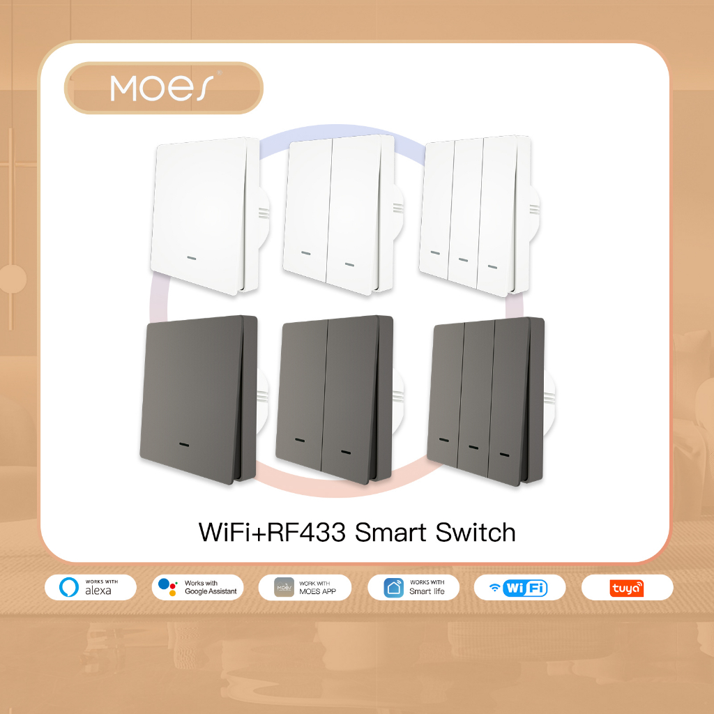 MOES Star Ring ZigBee Smart Dimmer Switch for Light Dimming 123 Gang