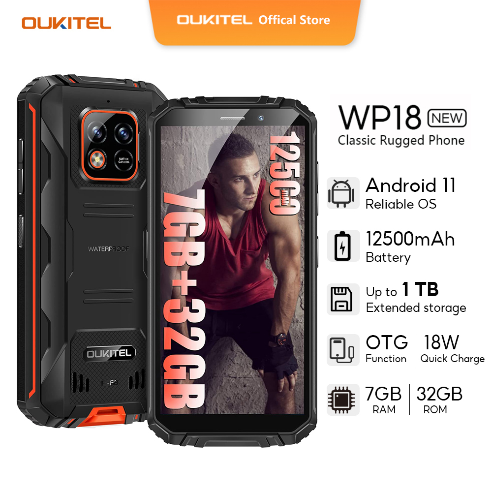 Oukitel Wp28 Rugged Mobile Phones, 15(8+7) Gb + 256gb, 10600mah Battery  Ip68/69k Waterproof Mobile Phones Android 13, 6.52 Inch Screen