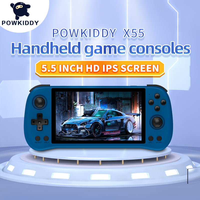 POWKIDDY New X18S Black Handheld Game Console Android 11.0 System 5.5 Inch  Flip Touch IPS Screen Video Players T618 Chip PS2