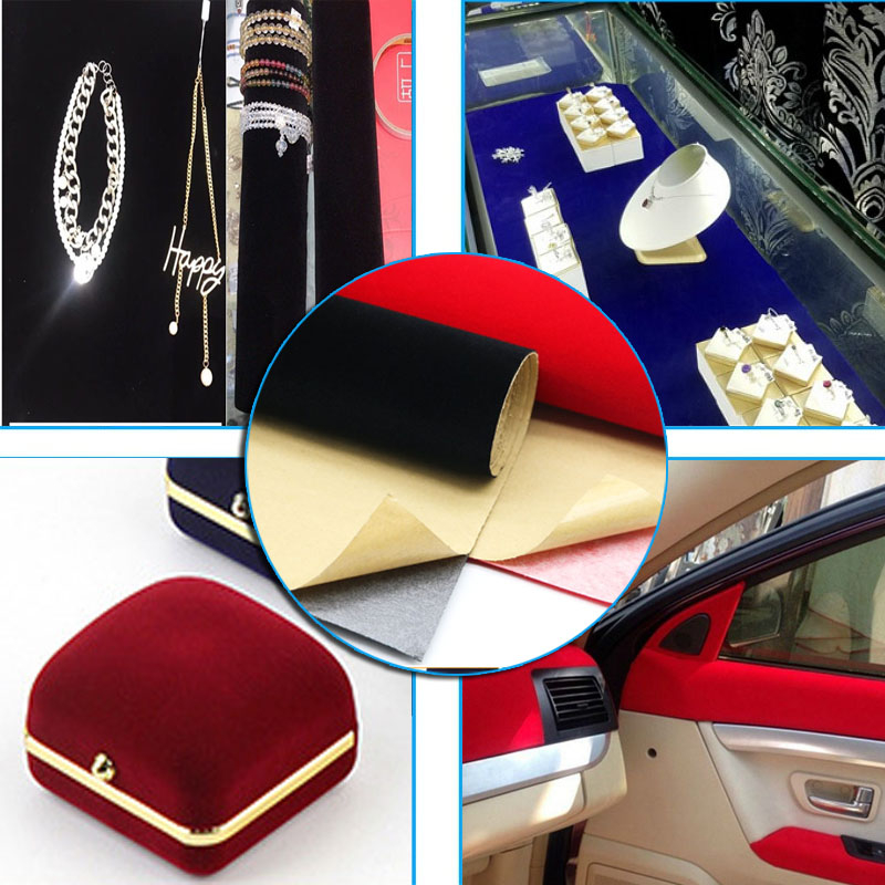1*pcs Self Adhesive Velvet Fabric Velour Felt Sticker Vinyl Film Jewelry  Paper Crafts DIY Crafts Car Decor