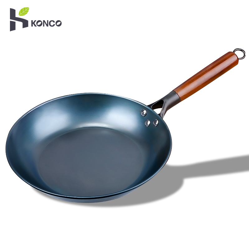 Konco Iron wok Cast iron pan Non-coated Pot General use for Gas and  Induction Cooker 32cm Chinese Wok Cookware Pan Kitchen Tools