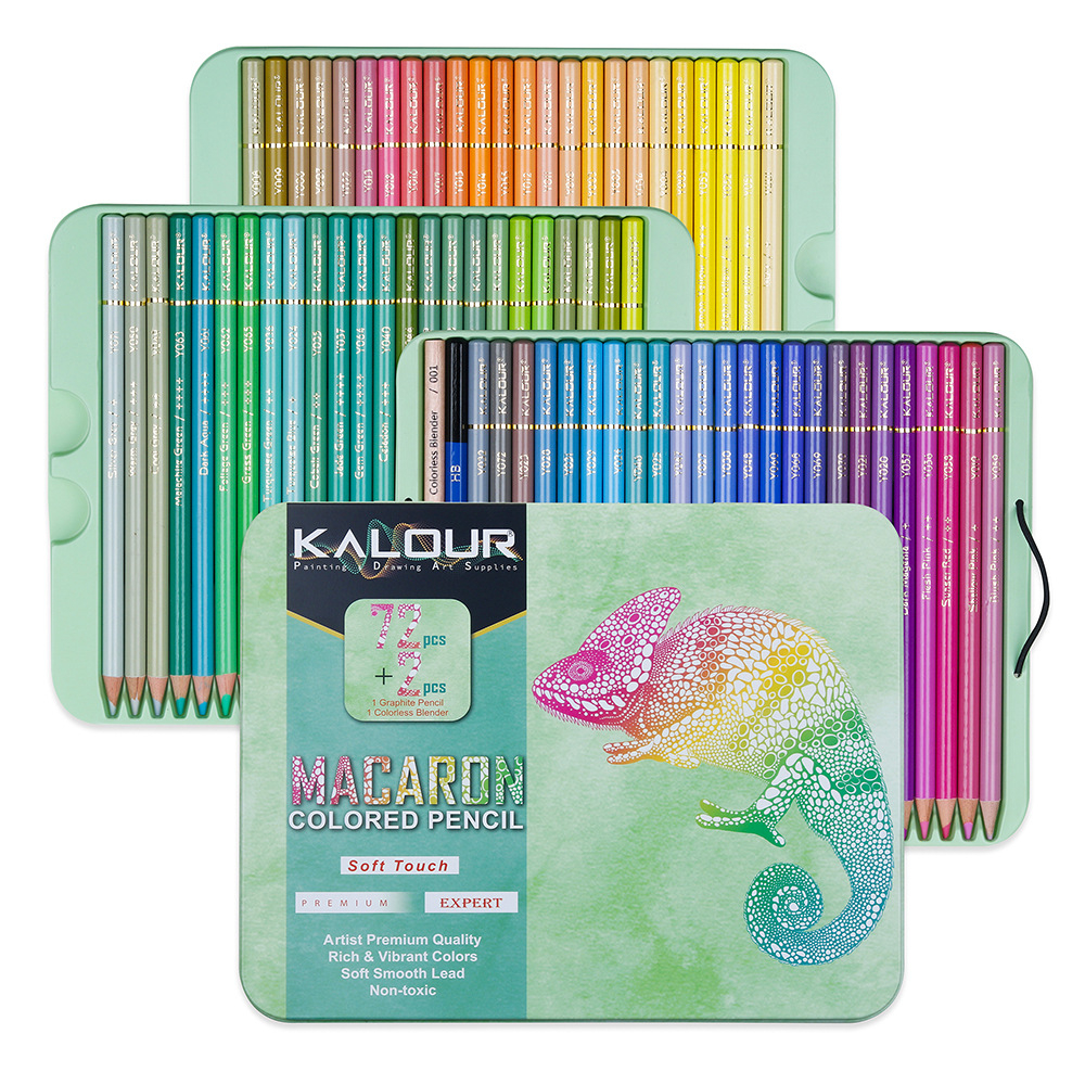 KALOUR 180 color Premium Colored Pencil Oil colored pencil Metal color Tin  iron box Rich in color Graffiti Pencil Art supplies