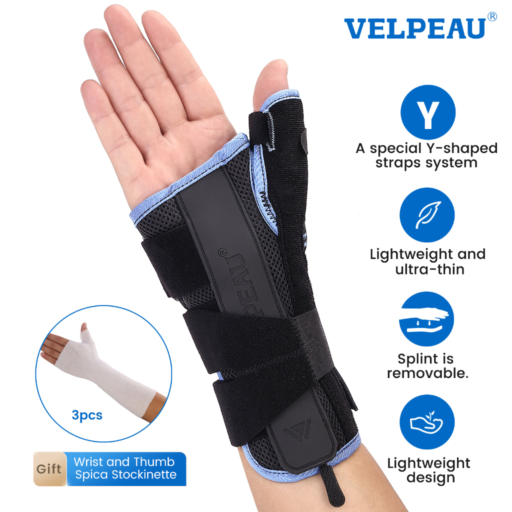 VELPEAU Wrist Brace with Thumb Splint for Carpal Tunnel Syndrome, Hand  Fracture and Tenosynovitis Wrist Support Firm and Light