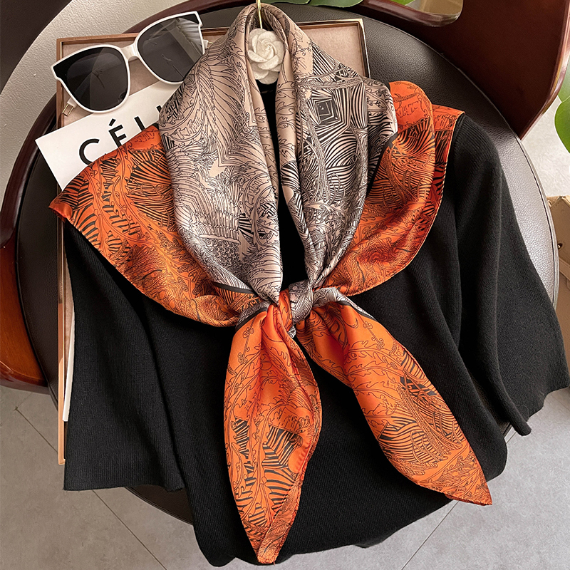 Square Pashmina Silk Scarves - 110cm Floral Twill Silk Scarf Women Fashion  Scarf