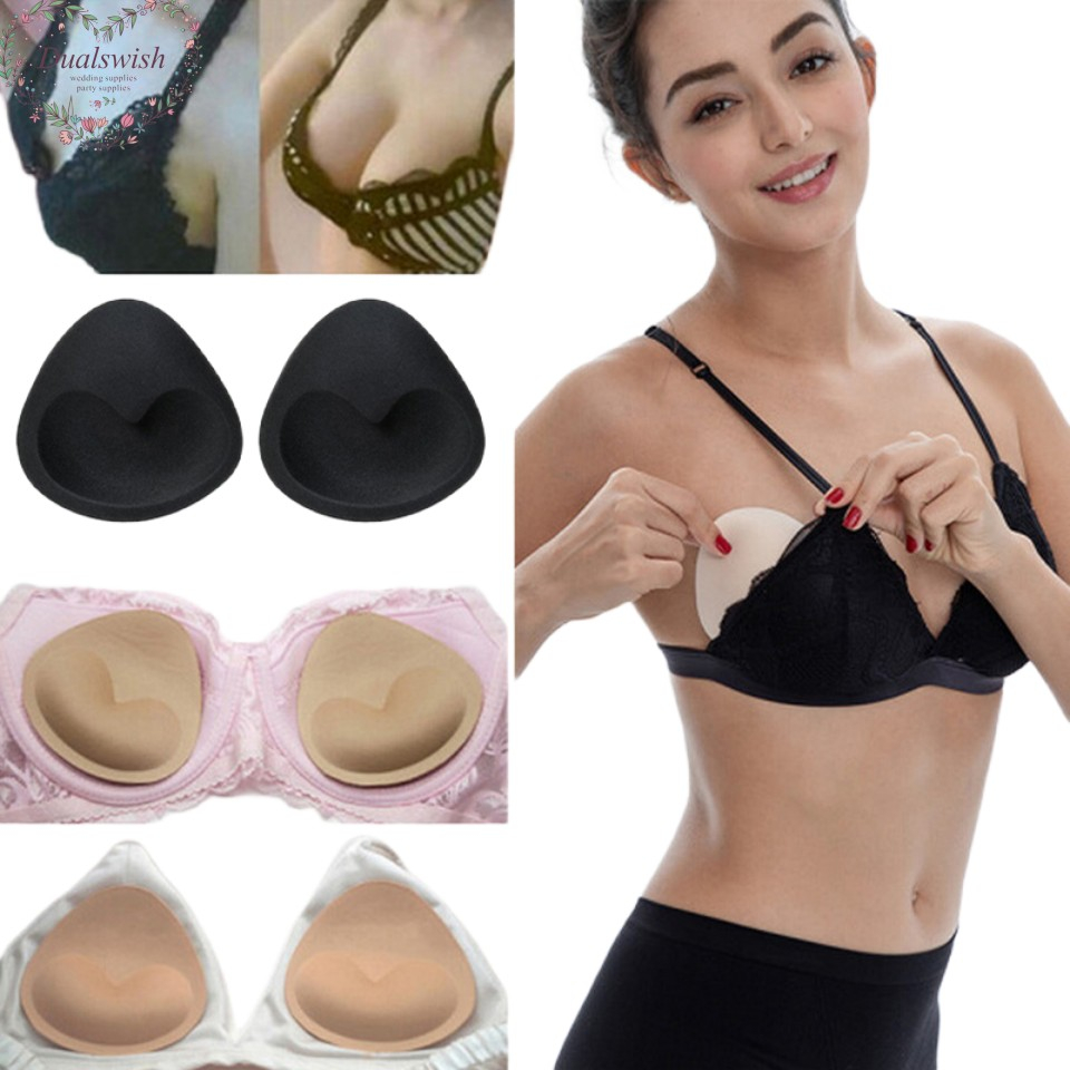 Dualswish 1 Pair Woman Swimsuit Pads Sponge Foam Push up Enhancer Chest Cup  Breast Swimwear Inserts Triangle Bra Pad