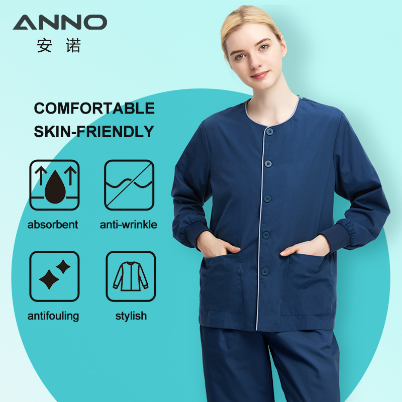 ANNO Long Sleeves Medical Scrubs Jacket Pretty Outfit Unisex Nurse Out Coat  Doctor Shirt Hospital Beauty Salon Nursing Staff Uniforms Autumn Winter  Work Wear Clothing Surgical Top