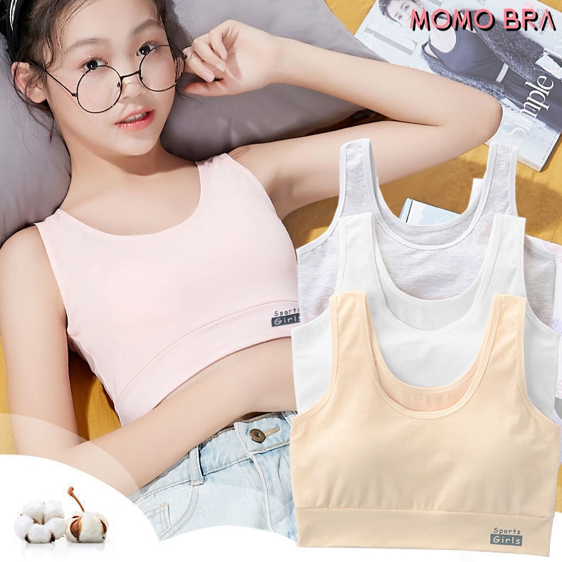MOMO 10-18Yrs Baby Bra Kids Cotton Bra Students Underwear Teenage Sport Bra  Girls Soft Padded Bras