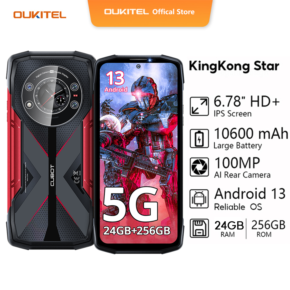 Oukitel Wp28 Rugged Mobile Phones, 15(8+7) Gb + 256gb, 10600mah Battery  Ip68/69k Waterproof Mobile Phones Android 13, 6.52 Inch Screen