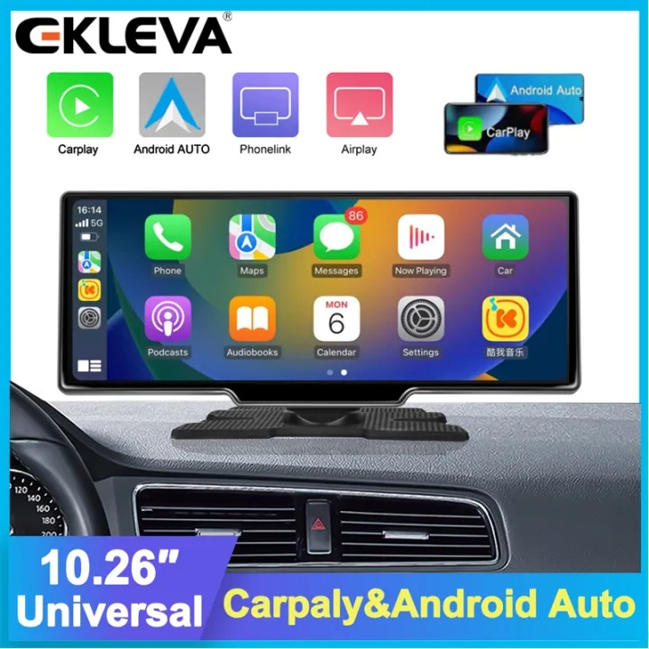 9.66 Dash Cam Mirror Wireless Apple CarPlay Android Auto Front