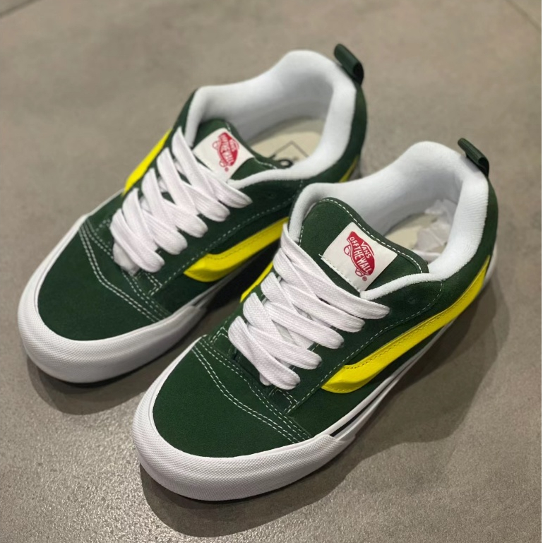 Vans Classics Knu Skool Yellow Green Low Top Casual Sneakers