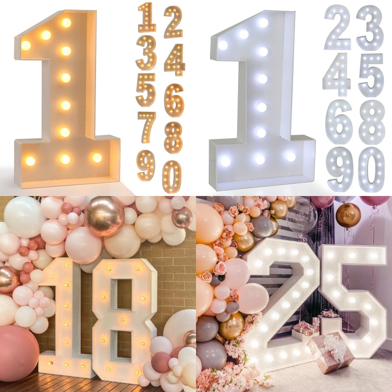 Giant Birthday Figure Led Light Balloon Filling Box 1 ° compleanno Balloon  numero 30 40 50 Balloon Frame Wedding Decor Baby Shower - AliExpress