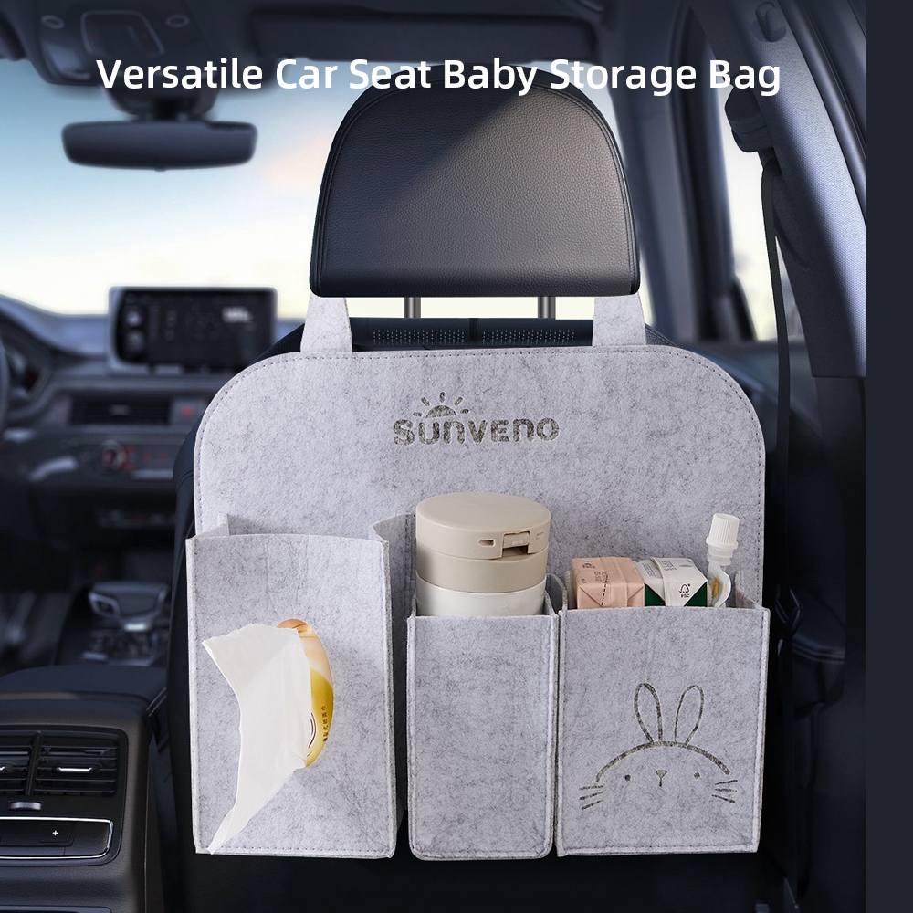 SUNVENO Multifunction Car Seat Back Organizer Large Capacity Felt Car  Storage Bag Durable Travel Hanging Bag Pocket