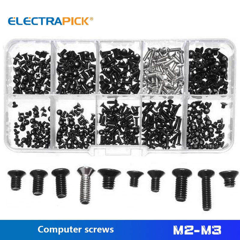 500pcs Laptop Notebook Computer Motherboard Screws Kit, M2 M2.5 M3 Flat  Head Phillips Tiny Screws Assortment